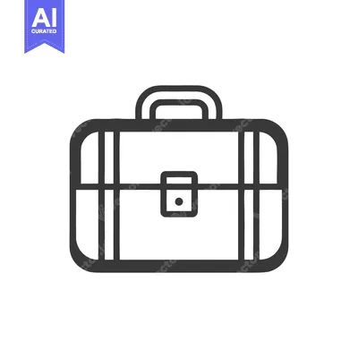 Aset desain premium: Minimalist Briefcase Icon: Bold Outline, Professional Symbolism, Clean