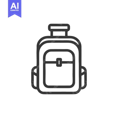 Aset premium populer: Minimalist Backpack Icon: Clean Line Art on White Background