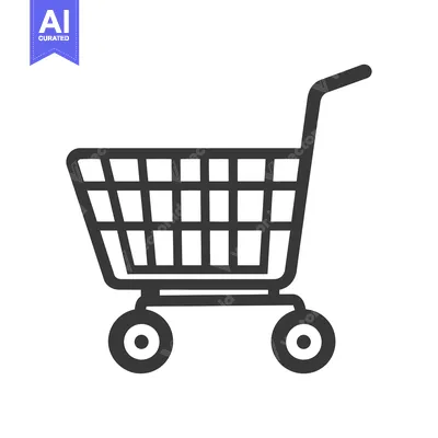 Popular premium asset: A simple black and white shopping cart graphic illustration