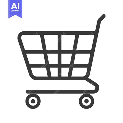 Aset desain premium: A simple shopping cart illustration with wheels and a handle