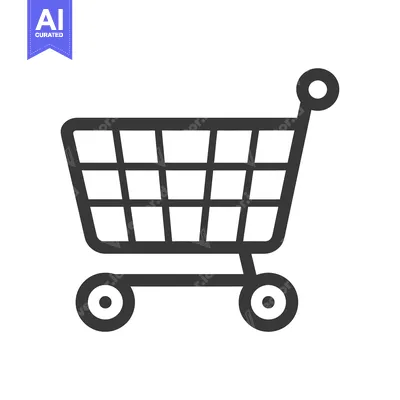 Aset premium populer: A simple black outline illustration of a shopping cart