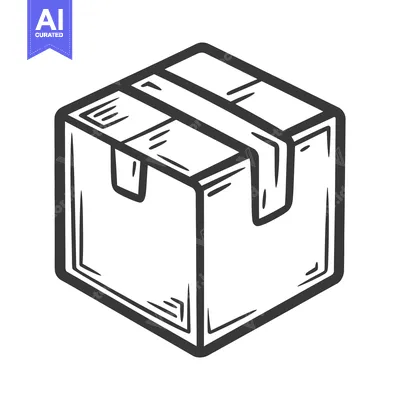 Aset desain premium: A simple illustration showing a closed cardboard box with tape applied
