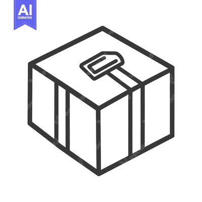 Aset desain premium: A simple geometric illustration of a box with a handle