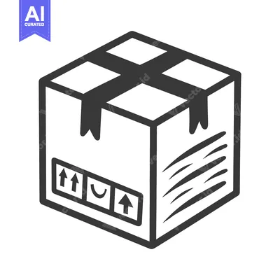 Premium design asset: An illustrated drawing of a sealed cardboard box with labels on it