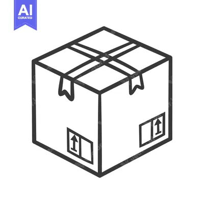 Aset desain premium: Simple isometric line art illustration of a cardboard shipping box