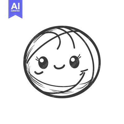 Aset premium populer: Cartoon basketball with a happy face