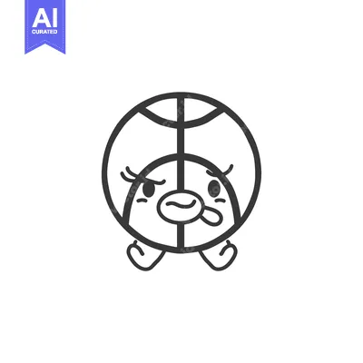Cartoon Basketball with Facial Expressions and Arms