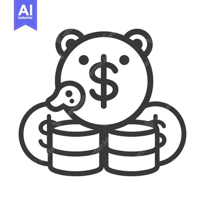 Popular premium asset: Cartoon Bear Piggy Bank with Dollar Sign and Coins