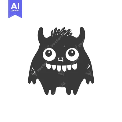 Popular premium asset: Cartoon black monster with horns and big eyes