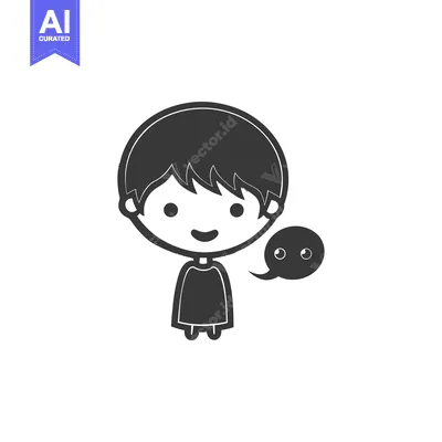 Premium design asset: Cartoon Boy Character Speaking in a Speech Bubble