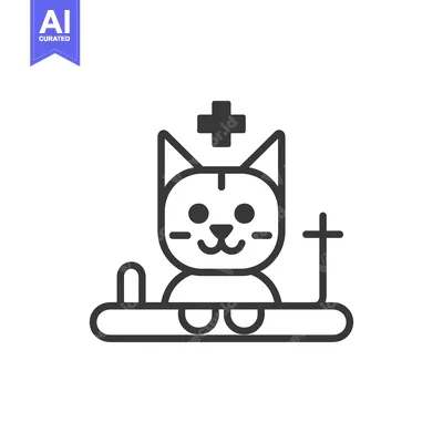 Aset premium populer: Cartoon Cat Sitting on Examination Table with Cross Above Head