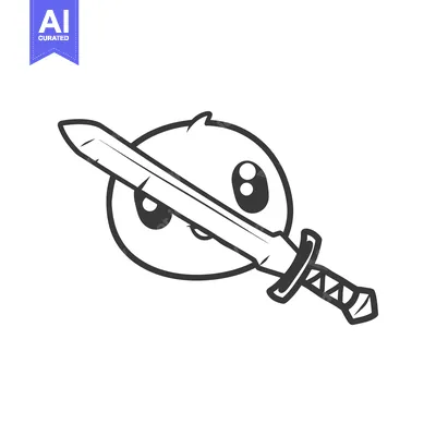 Aset premium populer: Cartoon Character with a Sword Across its Face
