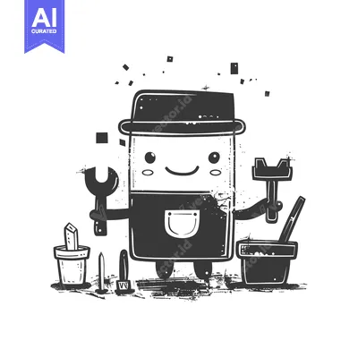 Aset premium populer: Cartoon Character with Hat and Tools Holding Plants