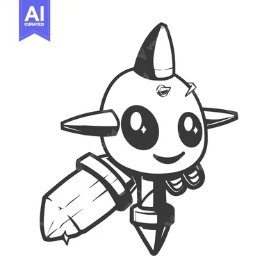 Aset desain premium: Cartoon Character with Large Eyes and a Spike on its Head