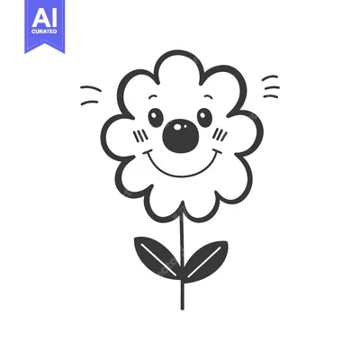 Aset desain premium: Cartoon flower with a smiling face and a red nose