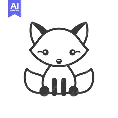 Aset desain premium: Cartoon Fox Sitting with Large Ears and a Fluffy Tail