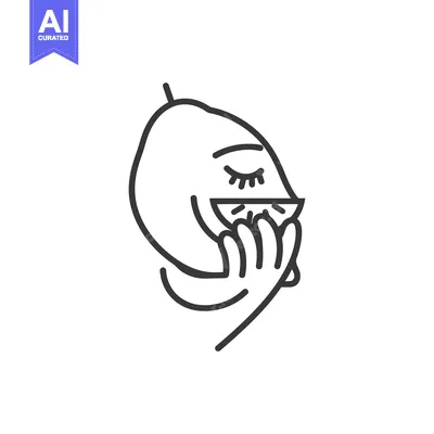 Aset desain premium: Cartoon Fruit Character Eating a Slice of Itself