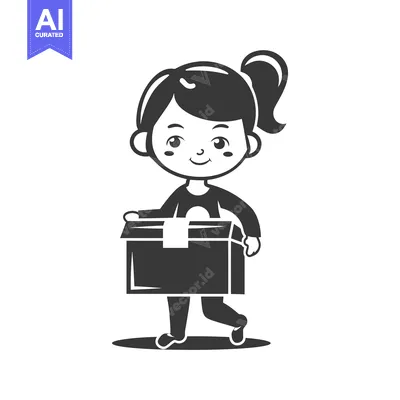 Premium design asset: Cartoon Girl Holding a Large Gift Box