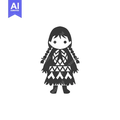 Aset premium populer: Cartoon girl wearing traditional tribal clothing