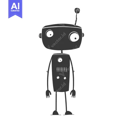 Premium design asset: Cartoon Illustration of a Black and White Robot