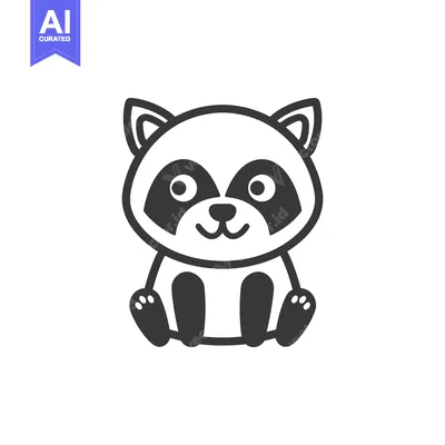 Popular premium asset: Cartoon illustration of a cute, sitting raccoon
