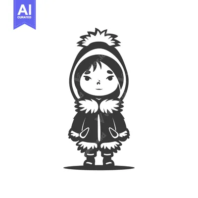 Aset desain premium: Cartoon illustration of a girl wearing a winter coat and hat