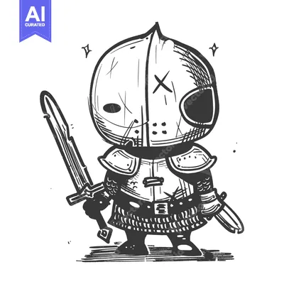 Premium design asset: Cartoon illustration of a knight with a sword