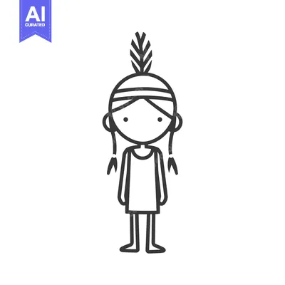 Premium design asset: Cartoon Illustration of a Native American Girl