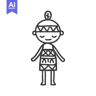 Aset premium populer: Cartoon Illustration of a Native American Person