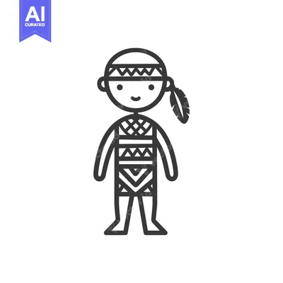 Premium design asset: Cartoon Illustration of a Native American Person