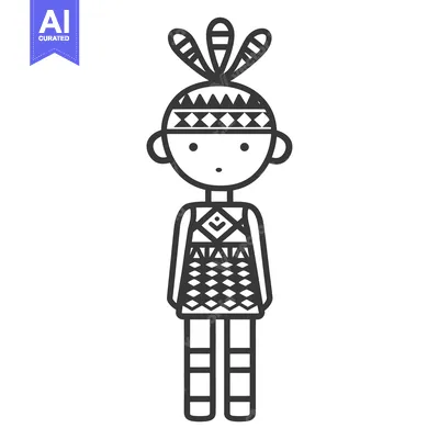 Popular premium asset: Cartoon Illustration of a Person in Native American Attire
