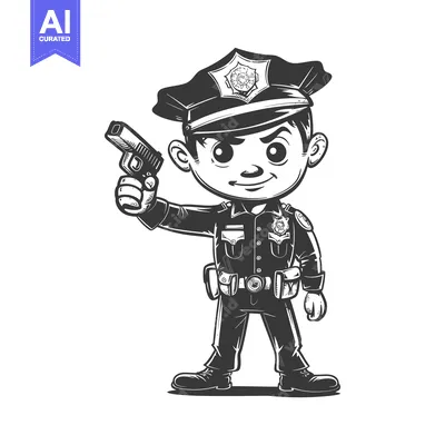 Popular premium asset: Cartoon Illustration of a Police Officer Holding a Gun