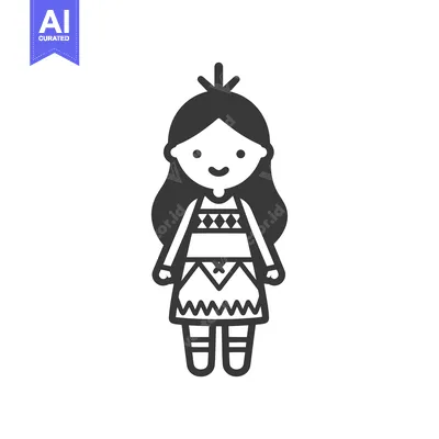Aset desain premium: Cartoon Illustration of a Polynesian Woman