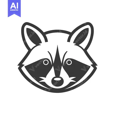 Aset desain premium: Cartoon Illustration of a Raccoon's Face