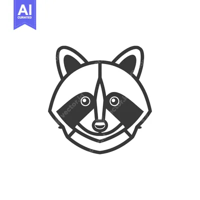 Aset desain premium: Cartoon Illustration of a Raccoon's Face
