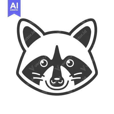 Popular premium asset: Cartoon illustration of a raccoon's face