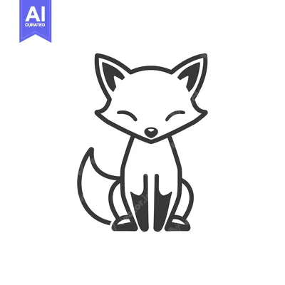 Aset premium populer: Cartoon illustration of a sitting fox with a smile