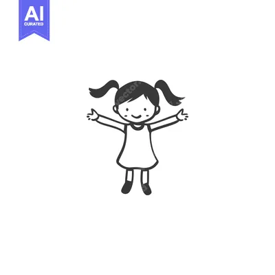 Popular premium asset: Cartoon Illustration of a Smiling Girl with Pigtails