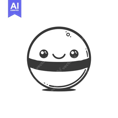 Popular premium asset: Cartoon illustration of a smiling orb with a black stripe