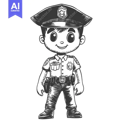 Aset premium populer: Cartoon Illustration of a Smiling Police Officer