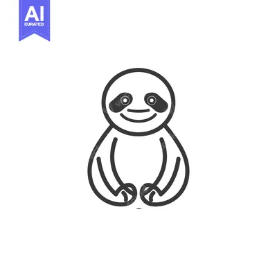 Cartoon Illustration of a Smiling Sloth