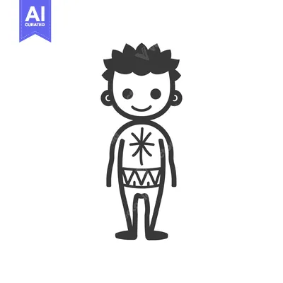 Popular premium asset: Cartoon illustration of a smiling stick figure with tribal markings