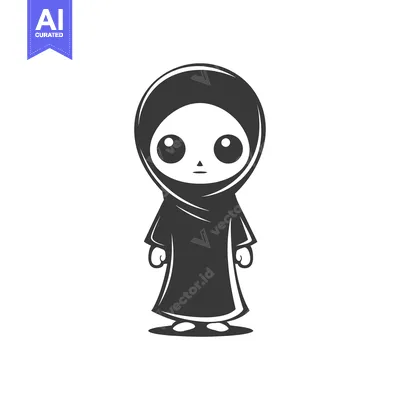 Cartoon illustration of a woman wearing a hijab