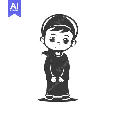 Popular premium asset: Cartoon Illustration of a Young Boy Wearing Traditional Islamic Clothi