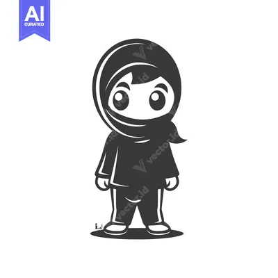 Popular premium asset: Cartoon Illustration of a Young Girl Wearing a Hijab