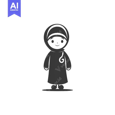 Premium design asset: Cartoon Illustration of a Young Girl Wearing a Hijab