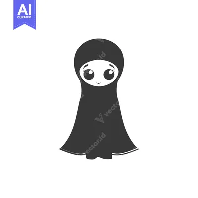 Aset premium populer: Cartoon Illustration of a Young Girl Wearing a Hijab