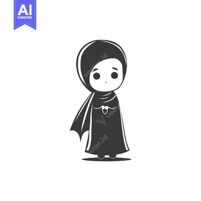 Popular premium asset: Cartoon Illustration of a Young Girl Wearing a Hijab
