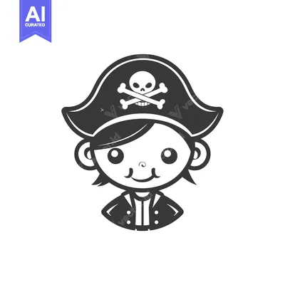 Aset premium populer: Cartoon Illustration of a Young Pirate with a Skull and Crossbones Hat
