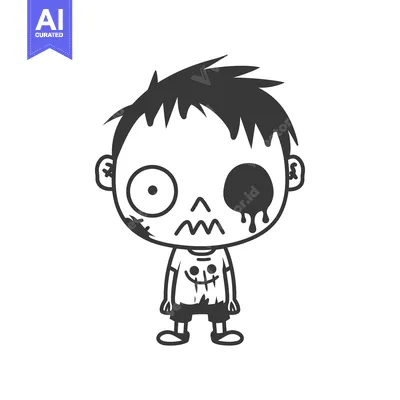 Premium design asset: Cartoon Illustration of a Zombie Boy with One Eye